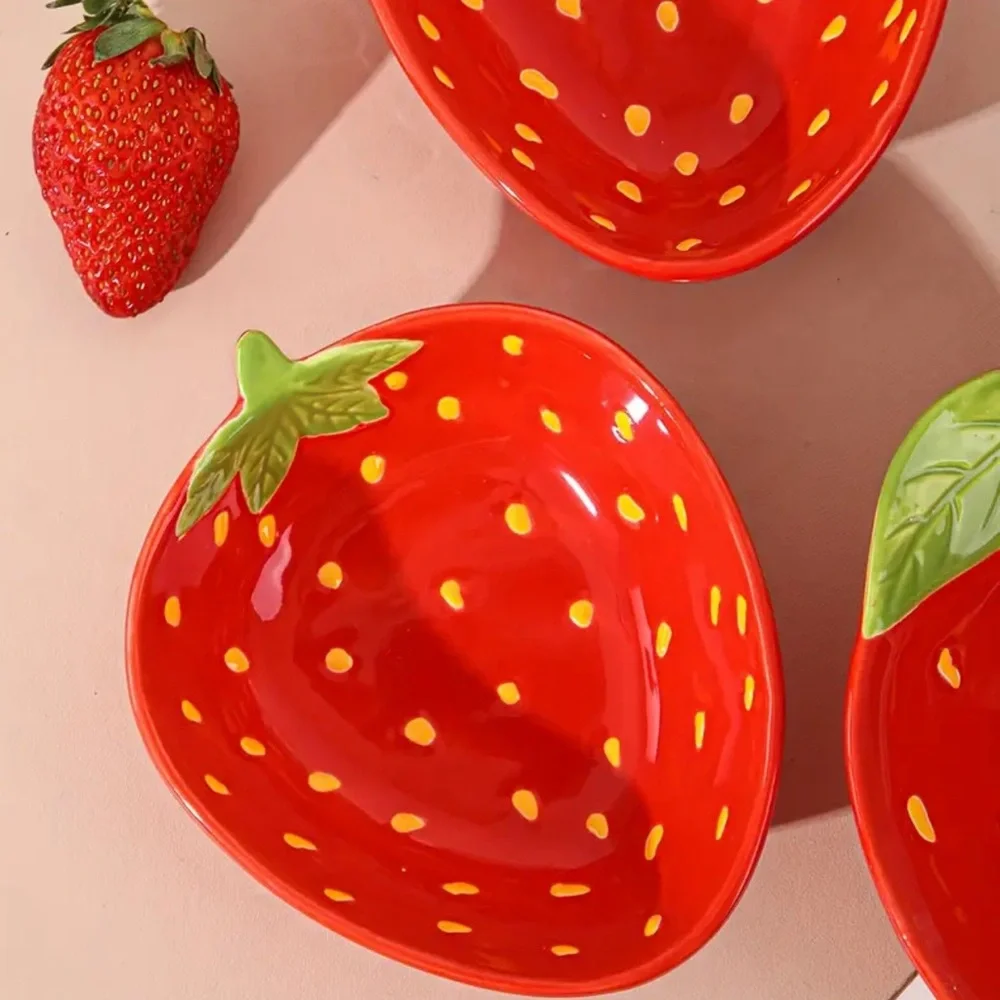 Strawberry Ceramic Tray Bowl Ticket Holder Ornament one piece
